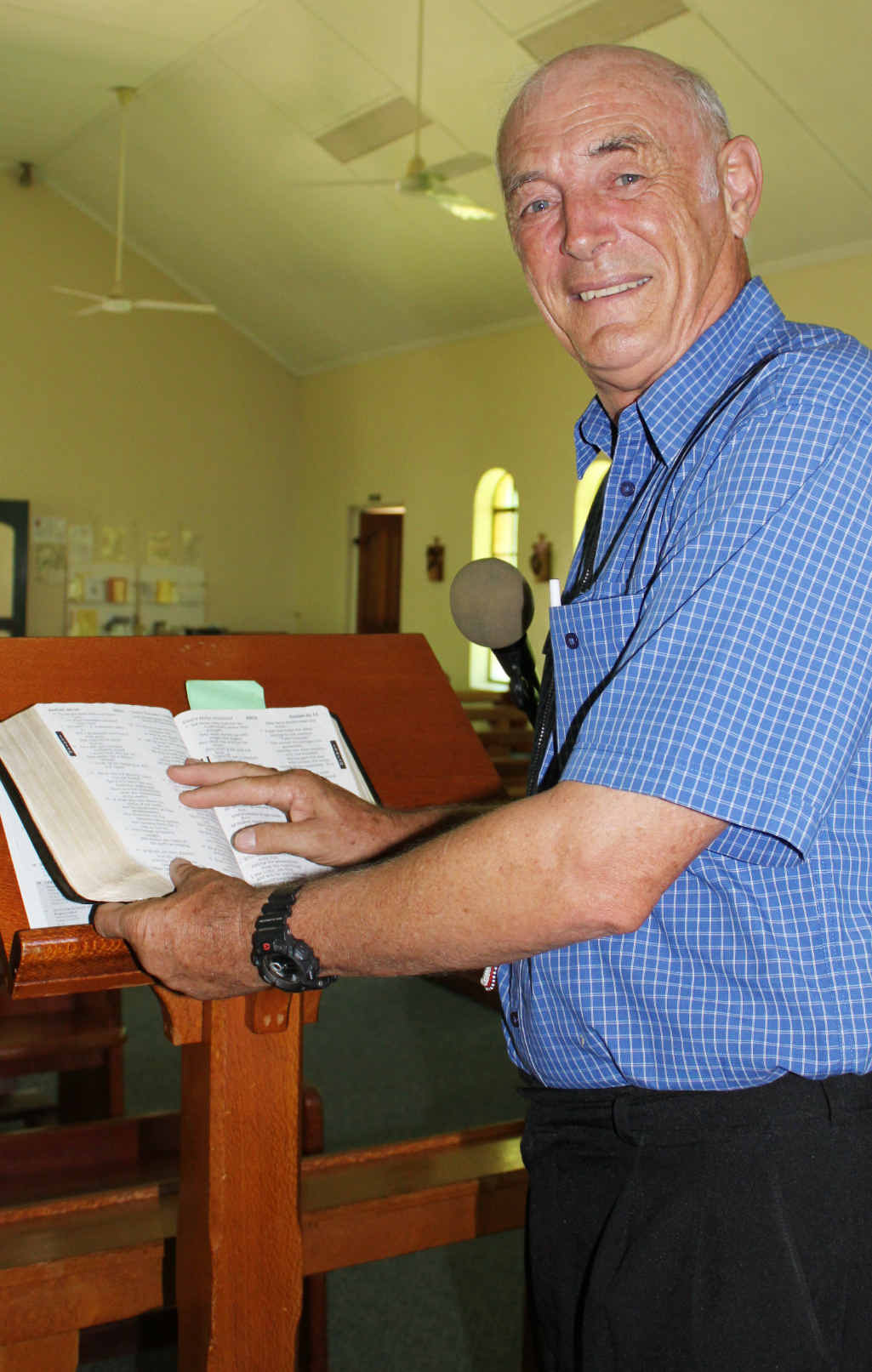 Bishop Alf at his favourite Sunday spot, St Luke’s Chuch in Emerald. Bishop Alf at his favourite Sunday spot, St Luke’s Chuch in Emerald.